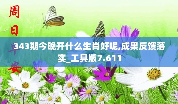 343期今晚开什么生肖好呢,成果反馈落实_工具版7.611