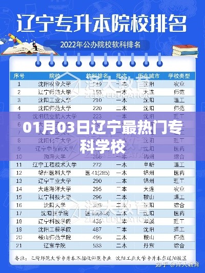 辽宁热门专科学校榜单揭晓,01月03日最新排名