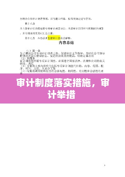 审计制度落实措施，审计举措 